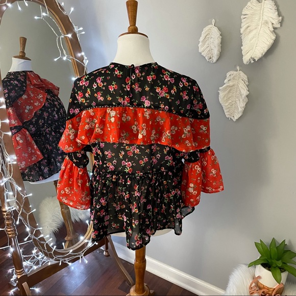 🍁 ASOS mix and match floral tiered ruffle swing top - Picture 9 of 11